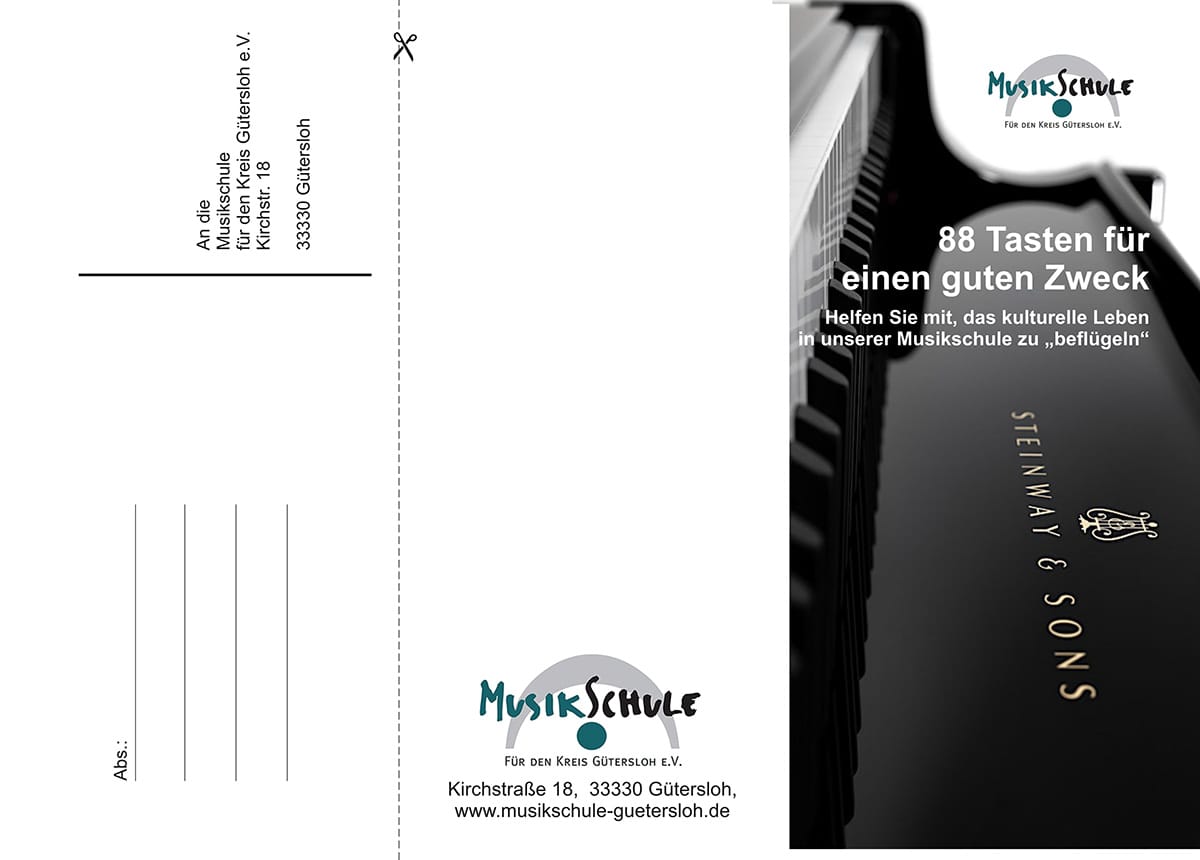 Flyer zur Spendenaktion 88 Tasten fuer einen guten Zweck